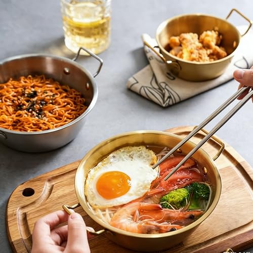 3Pcs Stainless Steel Sauce Dishes with Handles, Korean Golden Dipping Bowls
