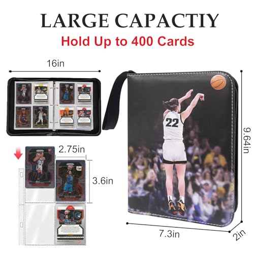 400 Pockets Basketball Card Binder, Portable Waterproof PU Storage Album,X1 - color: Basketball-400