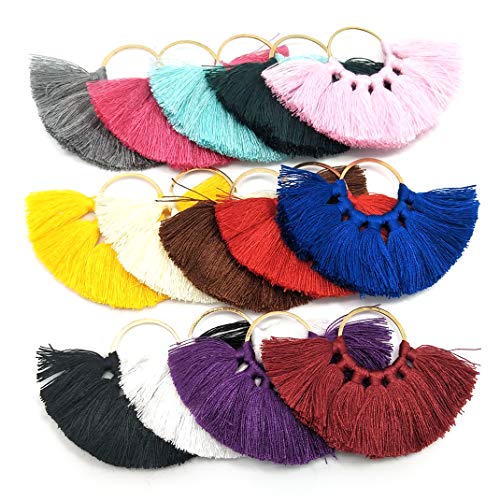 28pcs Cotton Handmade Tiny Soft Mini Tassels, Colorful Earring Tassels Assorted Colors Randomly (18) - color: 18