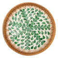 Handwoven Rattan Tray Pearl Inlay 11" Round Decorative Serving Tray Boho
