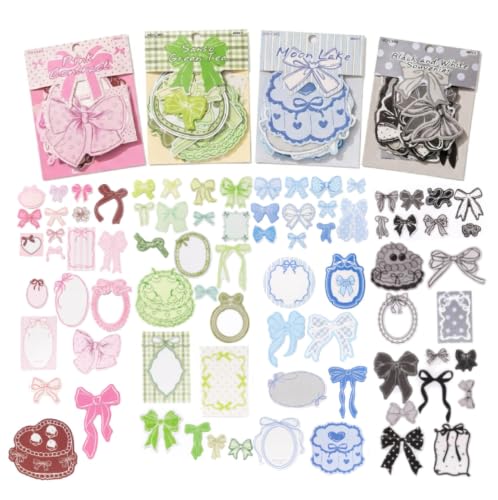 160PCS Cute Bowknot Kraft Paper Stickers, Die-Cut Vintage Aesthetic Decals, Maxleaf Ribbon and Sweets Label for Scrapbooking, Bullet Journals, DIY Cards, Envelope Seals & Gift Wrapping