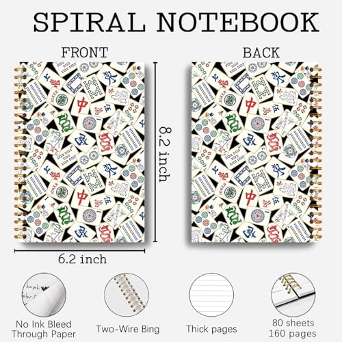 Mahjong Lover Gifts Notebook, Mahjong Gifts for Women Journal, Gift for Mah Jong Lovers Players Journal, Mah Jong Accessories Hardcover Spiral Notebooks 5.5x8.3 Inch - color: Section 5