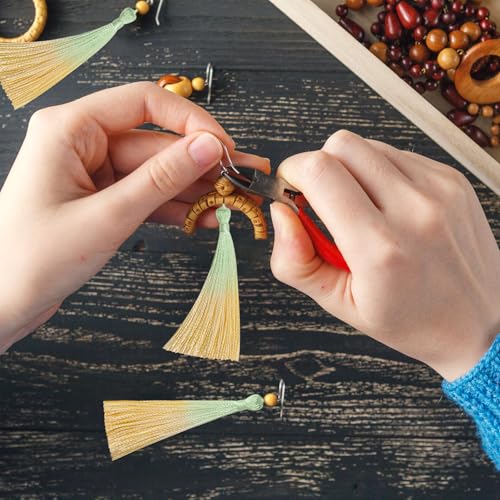 50Pcs 5 Inch Bulk Bookmark Tassel Kit for Graduation, Keychain(Green Beige) - color: Green&beige
