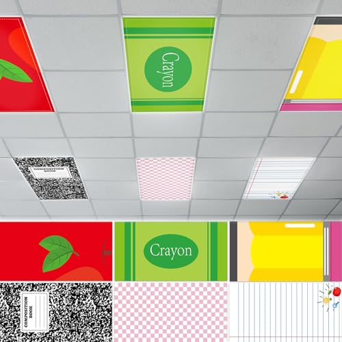 6 Pcs Fluorescent Light Covers with 60 Magnets Decorative for Classroom Ceiling Light 4 x 2 Ft Magnetic Light Cover Filter Easy Install for Office Hospitals Home Drop Ceiling Supplies (Composition) - color: Composition