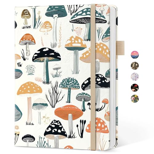Taja Pretty Lined Journal for Women, Aesthetic Hardcover Leather Journal - color: E-Mushrooms Grove, size: A-Lined