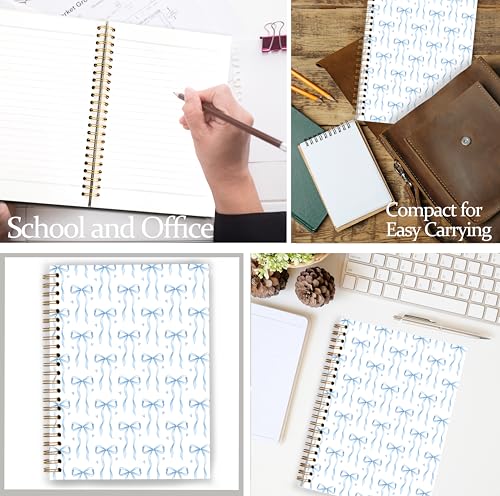 GDJIEGBC Coquette Blue Ribbon Bow Notebook 5.5x8.3in - color: Color-F