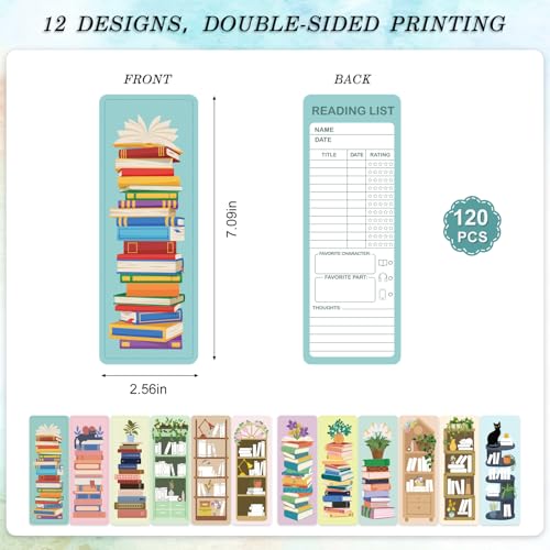 120 Pcs Reading List Bookmarks with Tassels, Book Tracker Bookmarks