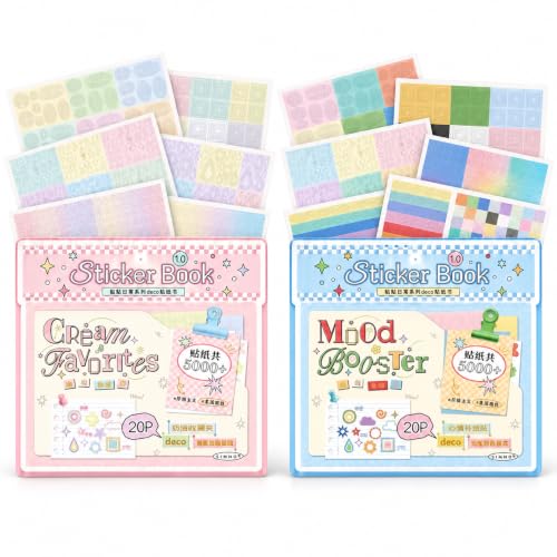 2 Pack Aesthetic Sticker Book with 5000+ Cute Stickers - 20 Sheets Scrapbook Stickers for Journaling & Scrapbooking, Junk Journal Supplies with Floral, Borders & Shapes, Decorative Stickers - color: 2 Pack Aesthetic
