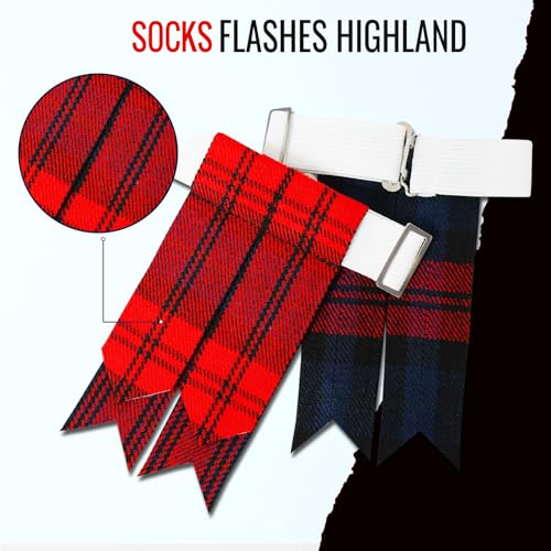 Kilt Flashes for Men with Heavy Buckle Adjusters, Plain & Tartan Kilt Sock Flashes. - color: Maclaclhan