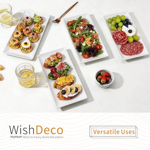 WishDeco Ceramic Serving Platters Set of 4, Rectangle Serving Trays 12 Inch - size: 12 inch