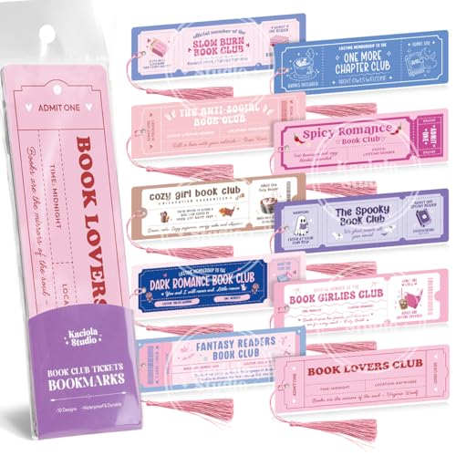Kaciola Studio 10 PCS Book Lovers Club Bookmarks,Funny Bookmarks for Women,Double Sided Romance Booklover Gifts,Book Club Gifts for Romance Reader Friends Girls - color: Book Club