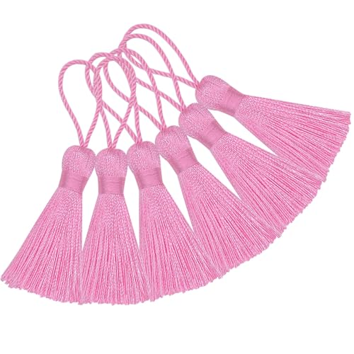 20Pcs 4.3 Inch Silky Mini Craft Tassels for Earrings, Souvenir(Pink) - color: Pink