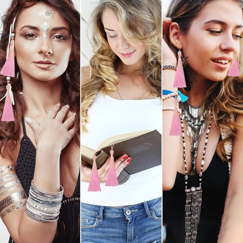 50Pcs 5 Inch Bulk Bookmark Tassel Kit for Graduation, Keychain(Nude Pink) - color: Nude&pink