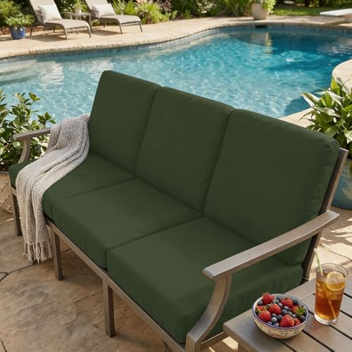 hyha Milk Silk Couch Cushion Covers, Sofa Covers for 2 Cushion Couch - color: Bronze Green, size: Seat Cover Medium