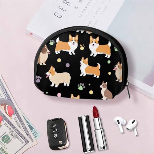 IBILIU Small Coin Purse Corgi Dog Paw Cute Cartoon Puppy Black Mini Wallet Coin Pouch Change Purse For Women Men - color: Coinp-001