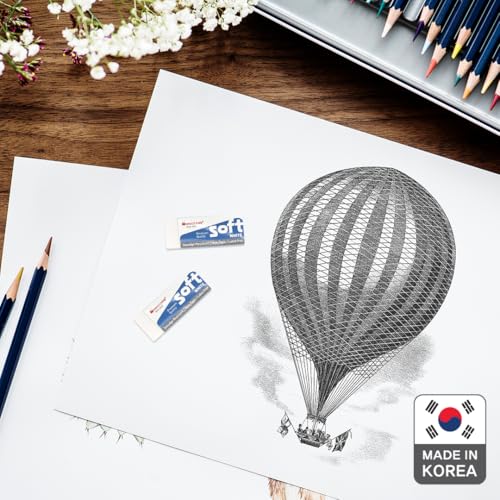 Hwarang Original Korean Art Eraser Set – Soft, Clean Erasing, Professional & School Supplies, Eco-Friendly, Quality Proven, Dust-Free, Smudge-Proof - 24 Erasers
