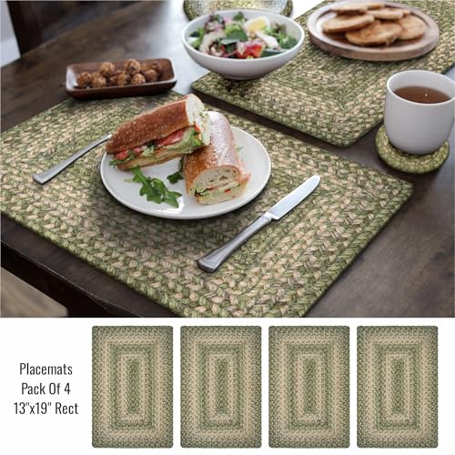 Homespice Grassland Jute Braided Placemats, Rect 13x19 Set of 4 - color: Grassland