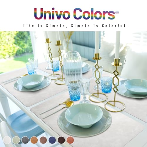 UnivoColors Washed Cowhide Pattern Faux Leather Big Size Placemats Set of 6, Waterproof Easy to Clean Anti-Slip PU Table Mats for Party Decoration19.7″×13.6″,Red Brown Retro Cowhide Pattern - color: Reddish Brown