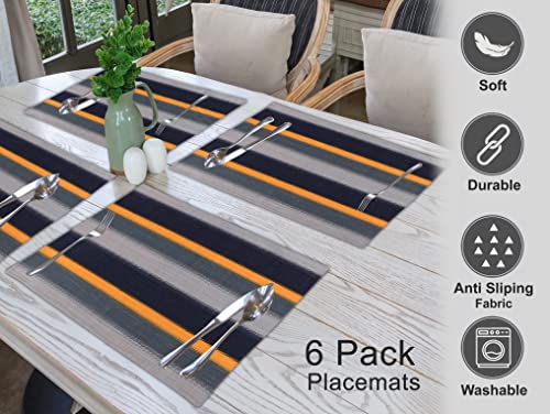 Ruvanti Placemats Set of 6, 100% Cotton Place Mats of 13"x19" – Stripes - color: Stripes