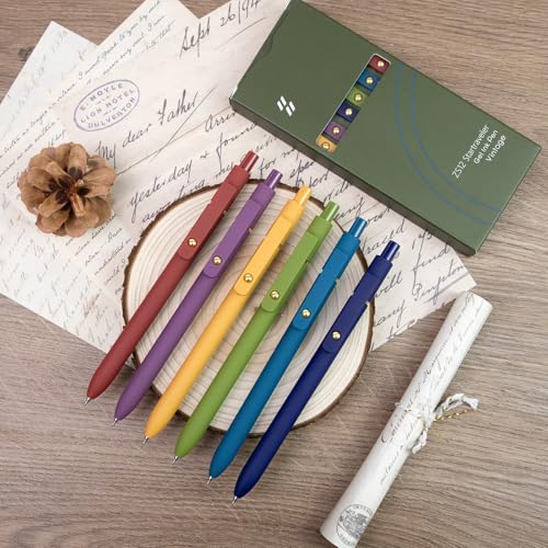 UIXJODO Gel Pens, 6 Pack Gold Retro 0.5mm Black Ink Pens Fine Point Smooth Writing Pens for School Office Supplies, Gifts for Women Girls - color: 6 Pack Gold Retro - Black Ink