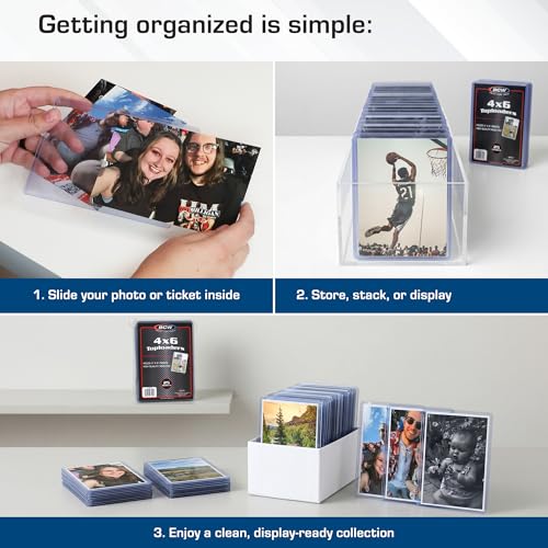 BCW 4x6 Photo & Postcard Topload Holders – 25 Pack | Blue-Tinted 4x6 Toploader Protectors for Photos, Prints & Postcards | Rigid Plastic Toploaders for Display & Storage - size: 25 Pack