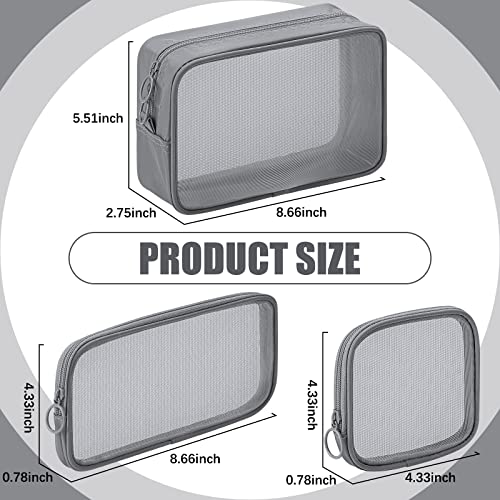 Weewooday 4Pcs Mesh Makeup Bag, Gray, Small, Large, Medium, Classic - color: Gray, size: Small, Large, Medium, style: Classic