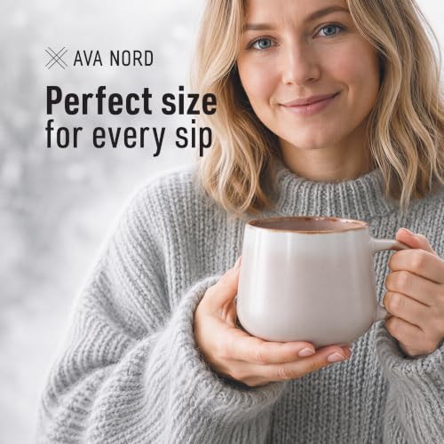 Ava Nord Large Stoneware Ceramic Coffee Mugs Set of 2 | 20 oz | Rose Sand - color: Rose Sand, size: 20 Oz