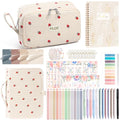 Bible Study Supplies Journaling Annotation Kit w/Bible Cover Case for Women - color: Beige Strawberry