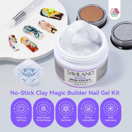 SAVILAND 60 g Solid Builder Nail Gel Kit Non Sticky, White - size: 60g- white