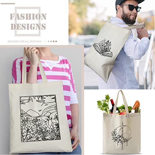 Reginary 4 Pack Canvas Tote Bag, Aesthetic Tote Bag for Women, Artistic - style: Artistic