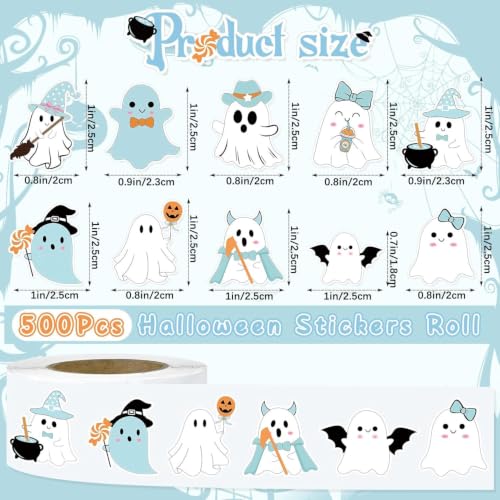 Halloween Cute Ghost Cartoon Roll Stickers Decorative Craft Label Stickers - style: Cute Cartoon Ghost
