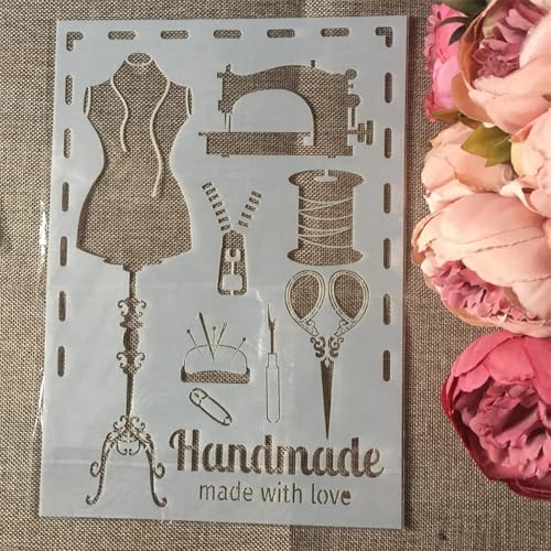 TIAMECH A4 Reusable Sewing Machine Tools Stencil for Painting - style: Sewing Machine Tools