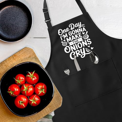 Funny Aprons for Men，Women - color: One Day I'm Gonna Make the Onions Cry