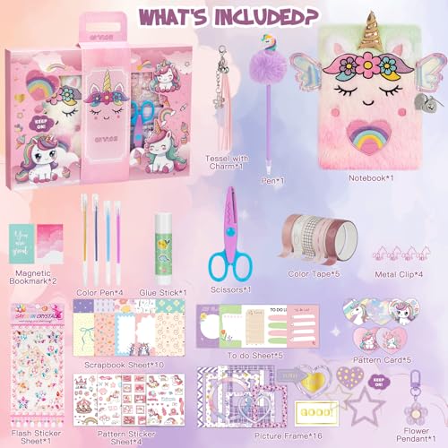 QIYVLOS DIY Journal Kit with Diary, Magical Theme Journaling Stationary Supplies Set Toys for ages 8-13, Birthday Arts and Crafts Gifts for Teen Girls Ages 8 9 10 11 12 13 14 Year Old - style: Pink