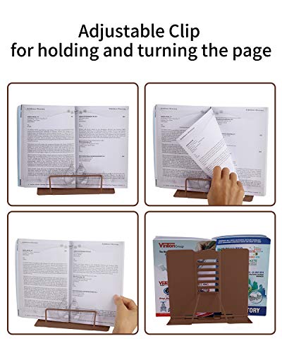 MSDADA Desk Book Stand Metal Reading Rest Book Holder Adjustable - color: Brown
