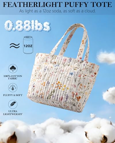 Bagstellar Quilted Tote Bag for Women Teacher Nurse Cotton Laptop Work Tote - color: Lemon Hummingbird