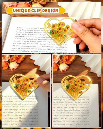 6pcs Metal Clip Heart Bookmarks for Reading Women,Van Gogh Monet Oil Painting Theme Cute Butterfly Hollow Corner Page Book Marks for Women,Teachers,Students,Reading Accessories for Book Lovers - style: Heart-6PCS