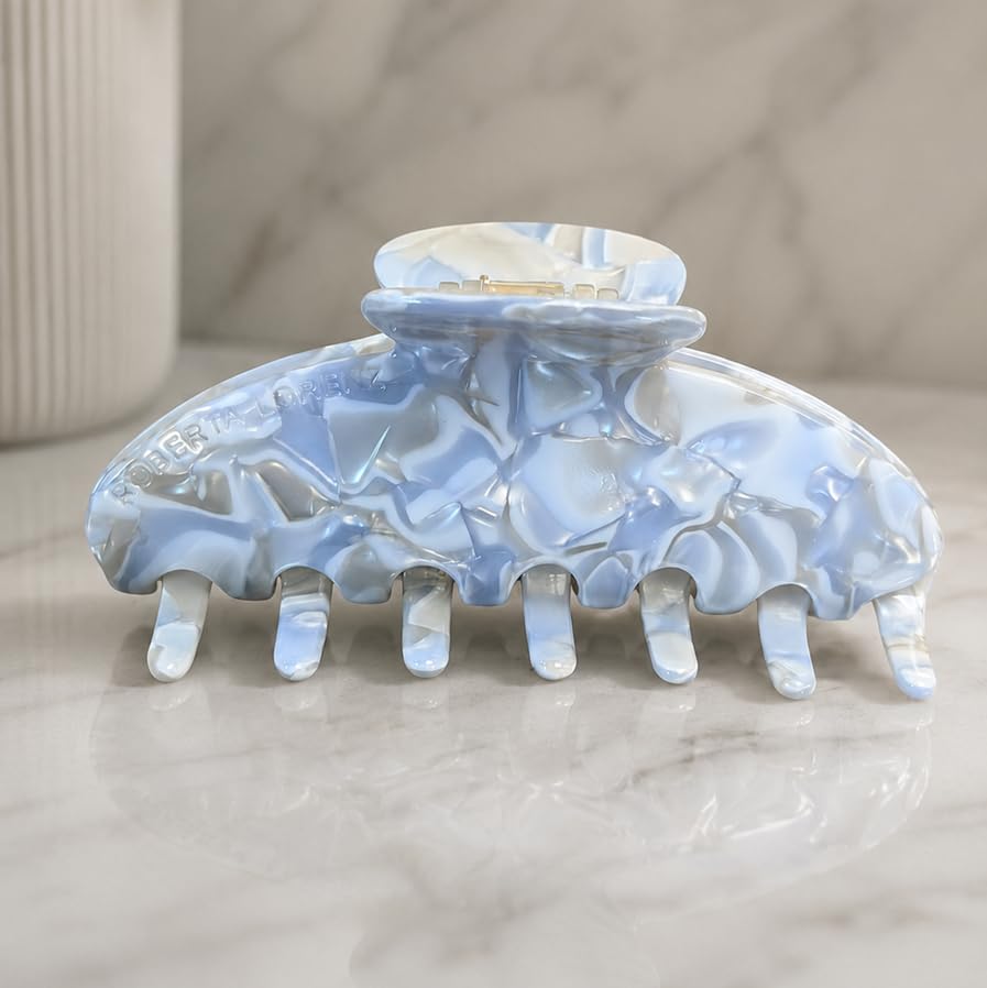 Luxury Hair Claw Clip Premium Acetate Strong Hold 4 Inch (Opal Blue) - color: Opal Blue