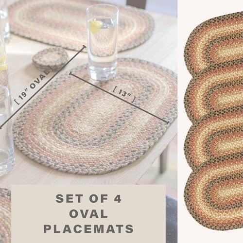 Homespice Russet Braided Placemats for Country Decor, Oval 13x19 Set of 4 - color: Russett