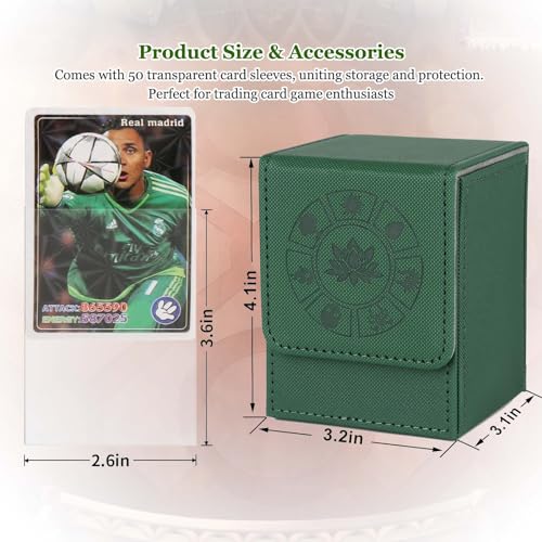 Arkeiliy MTG Deck Box 110+ Storage Sleeved Cards for Magic Commander - color: Green III