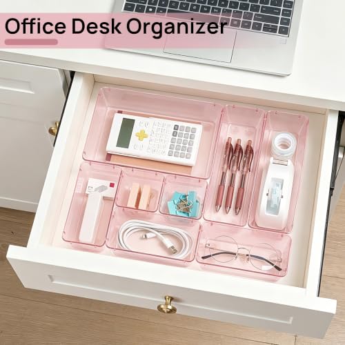 Vtopmart 25 Pack Plastic Drawer Organizers with Anti-slip Rubber Pads - color: Transparent Rose Gold