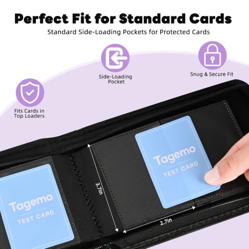 2 Pocket Mini Card Binder - Small Trading Card Album with Zipper,80 Pockets PU Leather Holder, Side-Loading Small TCG Binder for Standard Anime & Sports Cards - color: Black, size: 2-Pocket