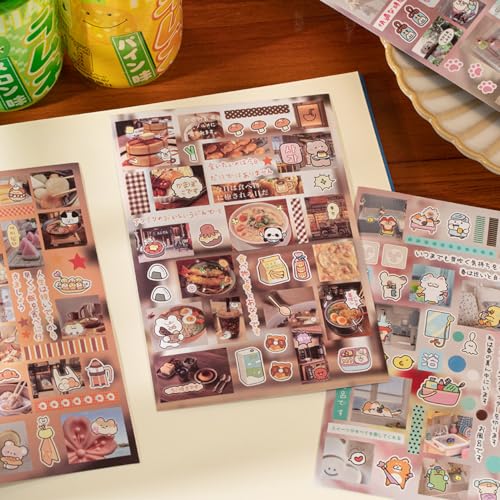 Kawaii Japanese Stickers Book for Scrapbooking,Cute Food Japanese Stickers - color: Frost