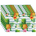 Summer Pineapple Palm Leaves Placemats Set of 6 12x18 Inch - color: Blue White Yellow, size: Set of 6