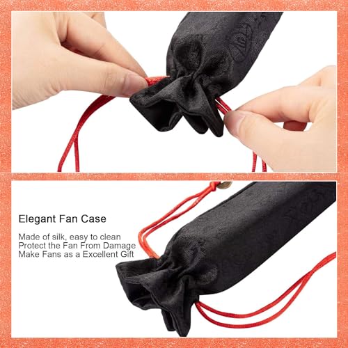 Maitys 2 Packs Large Folding Hand Fans, 13'', Glitter Orange - color: Glitter Orange
