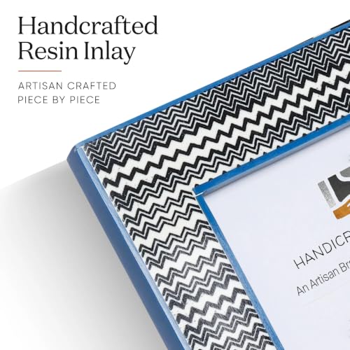 Handicrafts Home Resin Inlay Black & White Picture Frame Modern Decor, 5x7 - color: RHYTHM-WAVES, size: 5X7