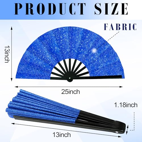Maitys 2 Pack Foldable Fans for Rave Dancing,Dark Color,Glitter Pattern - color: Dark Color, style: Glitter Pattern