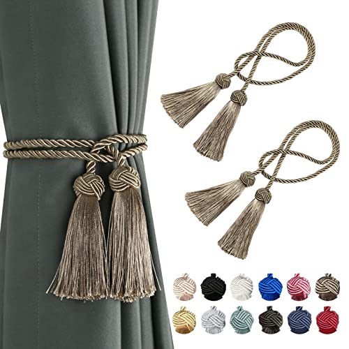 BEL AVENIR 2 Pack Handmade Rope Tassel Curtain Tiebacks - color: Flaxen, size: 2 Pack