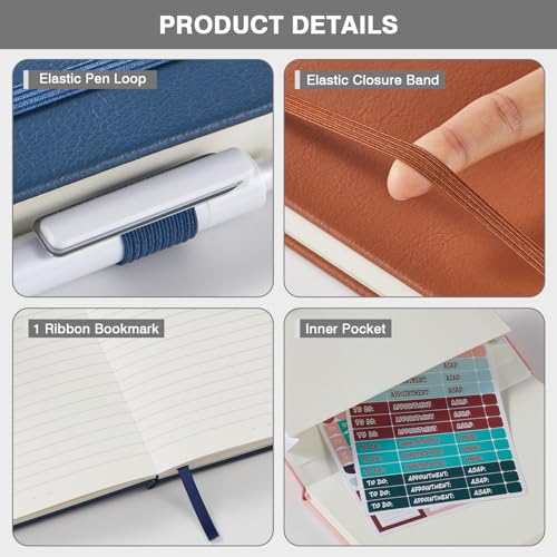 Hardcover Journal Notebook for Work, A5 (5.7"x8.4"), 3 Pack 160 Pages Lined Journaling Notebooks with Pen, 100GSM Paper, for Women Men Writing, Travel, Business, Daily Diary, School Office Supplies - color: Black_gray_white, size: A5