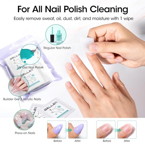 GELLEN Nail Cleanser Pads and Polish Remover Pads 100 Pack, Quick & Easy - size: 100PCS (Remover Pads Included)